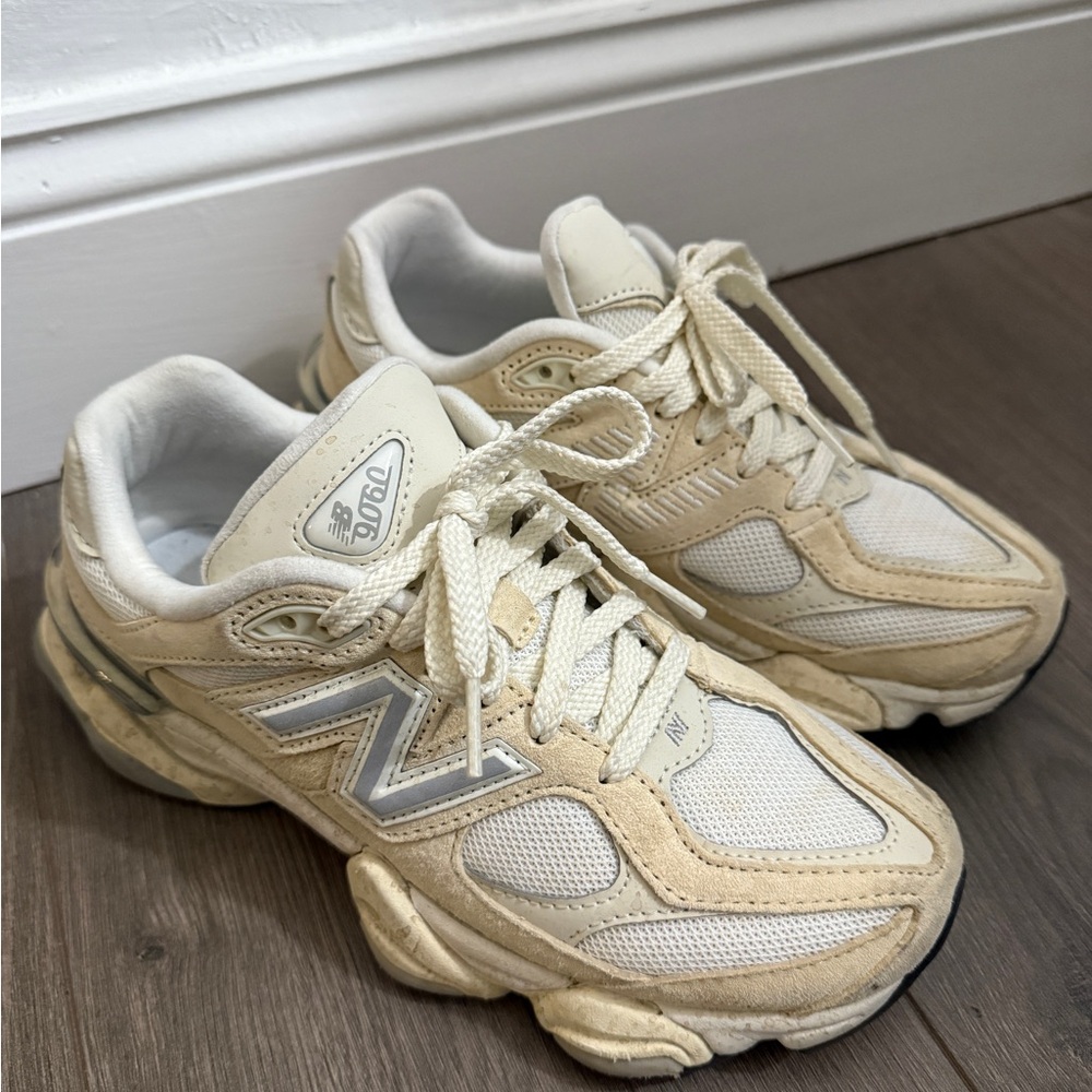New Balance Beige and White Sneakers